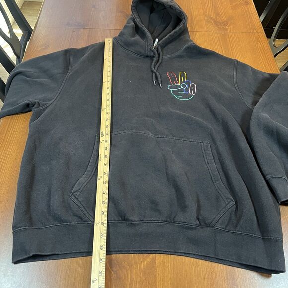 Adidas Hoodie Mens 2XL Trefoil Peace Sign Graphic Pullover Sweatshirt Streetwear - Picture 7 of 11